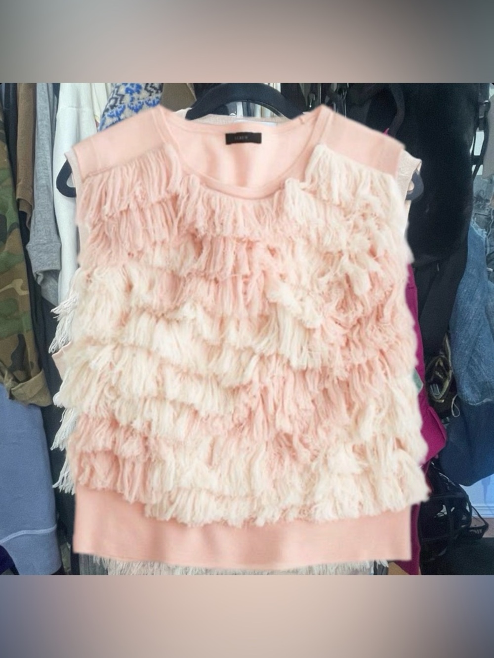 Ryan Roche for J.Crew Merino Wool Fringe Sweater Vest NWOT, SZ XL